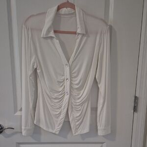 Elegant Cream Button-Up Women's Top